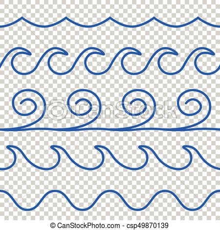 450x470 Seamless Vector Blue Wave Line Pattern Seamless Isolated Vector - Wave Line Drawing