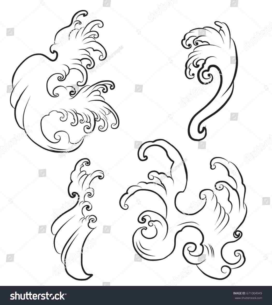 1126x1264 Japanese Wave Line Drawing - Wave Line Drawing