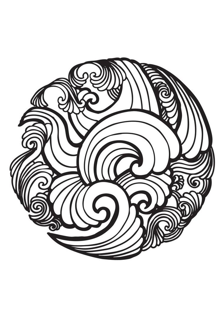 736x1040 Line Drawing Waves - Wave Line Drawing