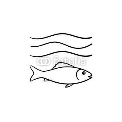 400x400 Fish Under Sea Wave Hand Drawn Outline Doodle Icon Small Fish - Wave Outline Drawing