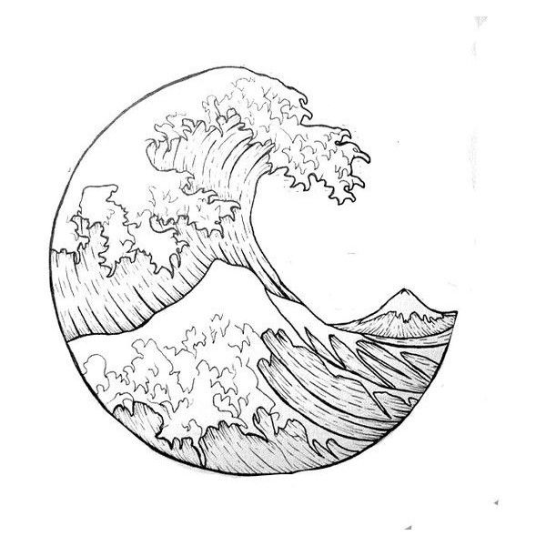 600x600 the great wave outline i want it as a tattoo liked - Wave Outline Drawing