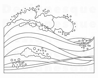 340x270 Wave Outline Etsy - Wave Outline Drawing