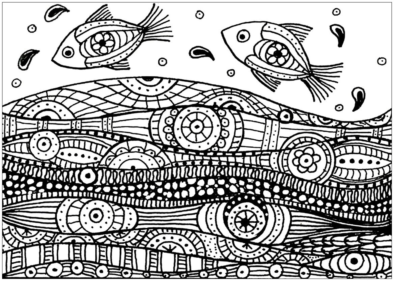 1314x939 Fishes Wave Patterns - Wave Pattern Drawing