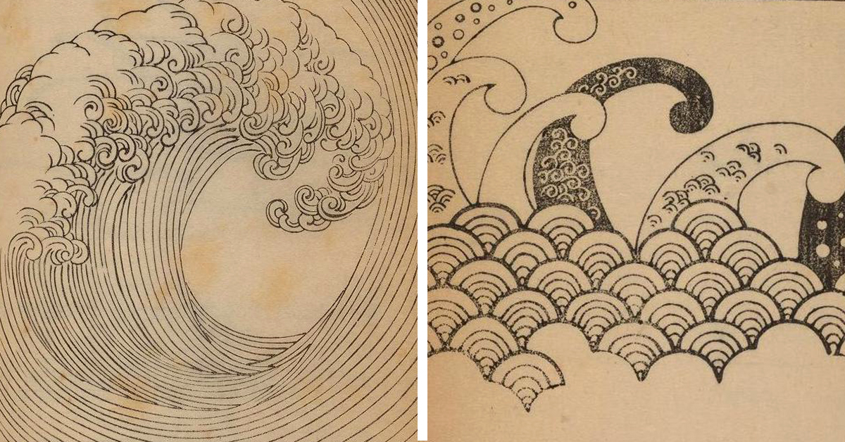 1200x628 free japanese art archive lets you down wave illustrations for free - Wave Pattern Drawing