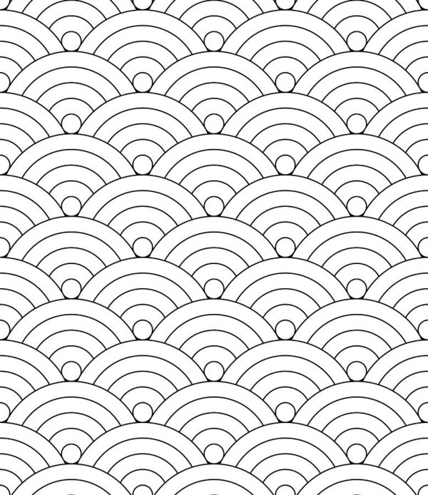 600x694 Japanese Seamless Circle Abstract Wave Pattern Art Print - Wave Pattern Drawing