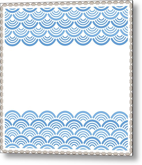 493x573 Oriental Traditional Wave Pattern Frame Metal Print - Wave Pattern Drawing