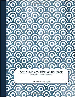 260x335 Sketch Paper Composition Notebook - Wave Pattern Drawing