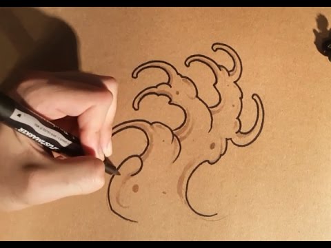 480x360 How To Draw Tattoo Waves - Wave Tattoo Drawing
