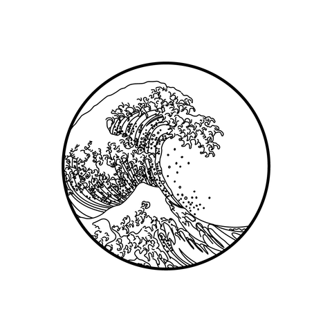 480x480 The Great Wave Temporary Tattoo Naiise - Wave Tattoo Drawing