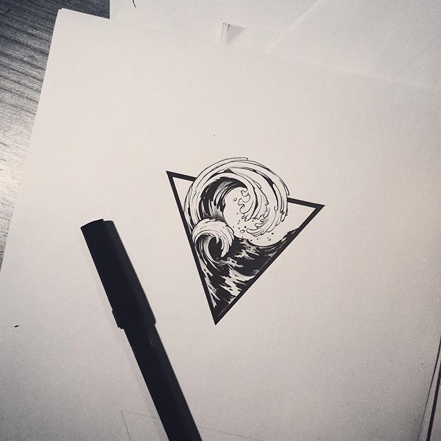 640x640 Wave Tattoo Drawing At Com Free For Personal Use Wav On Wavetattoo - Wave Tattoo Drawing