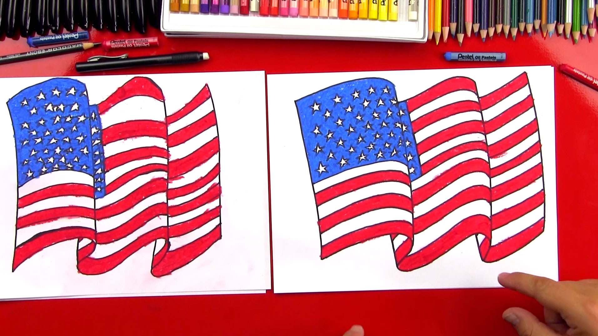 Waving American Flag Drawing at PaintingValley.com | Explore collection