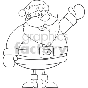 300x300 black and white happy santa claus cartoon mascot character waving - Waving Hand Drawing