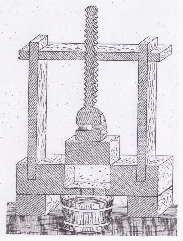 598x785 drawing of a wax press of chalkidiki - Wax Drawing
