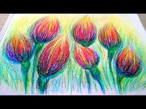 480x360 wax crayons drawing risuem tcvety voskovymi melkami - Wax Drawing