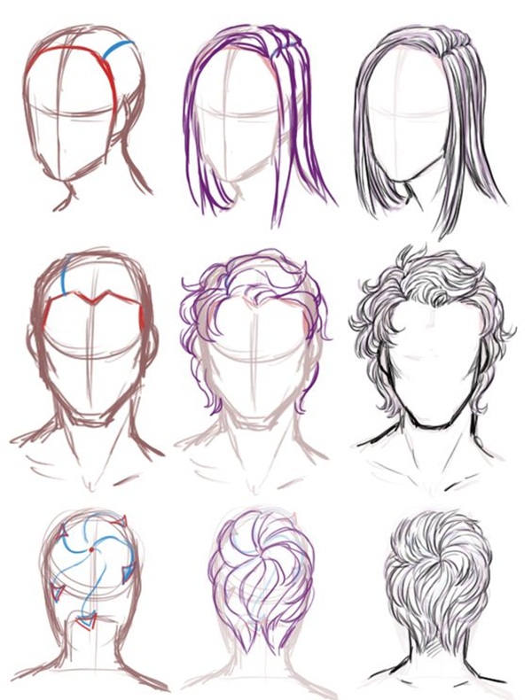 600x790 How To Draw Hair - We Can Do It Drawing