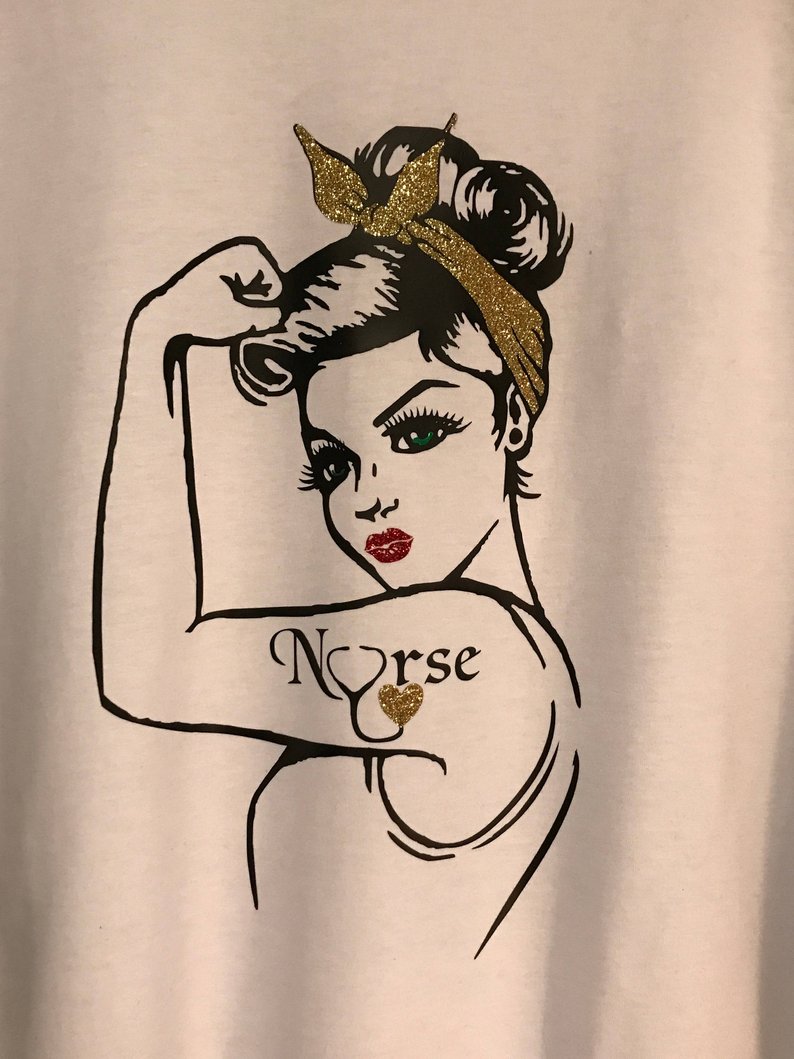 794x1059 Nurse T Shirt Rosie We Can Do It Pin Up Nurse Etsy - We Can Do It Drawing