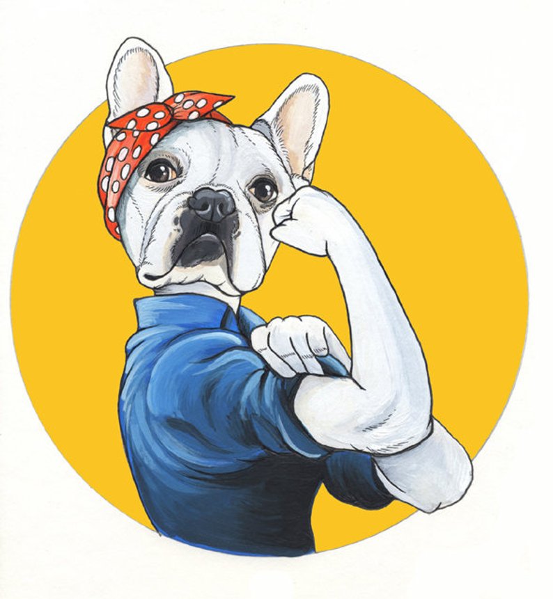 794x861 Original French Bulldog Drawing We Can Do It - We Can Do It Drawing