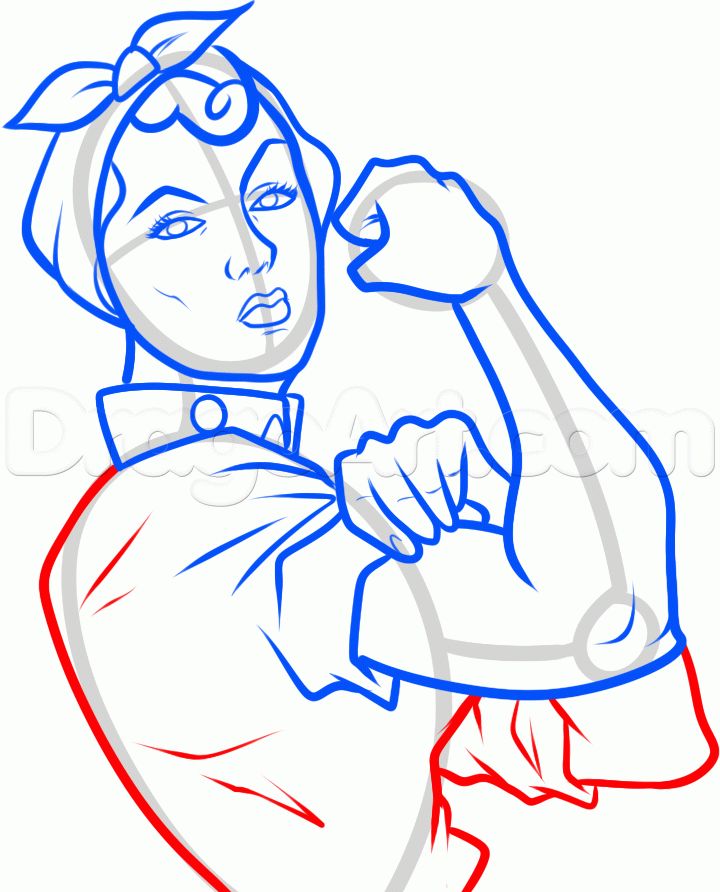 720x892 Rosie The Riveter Line Drawing How To Draw Rosie The Riveter - We Can Do It Drawing