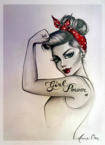 348x480 Yeah, We Can Do It, Girl Power Tattoos Drawings - We Can Do It Drawing