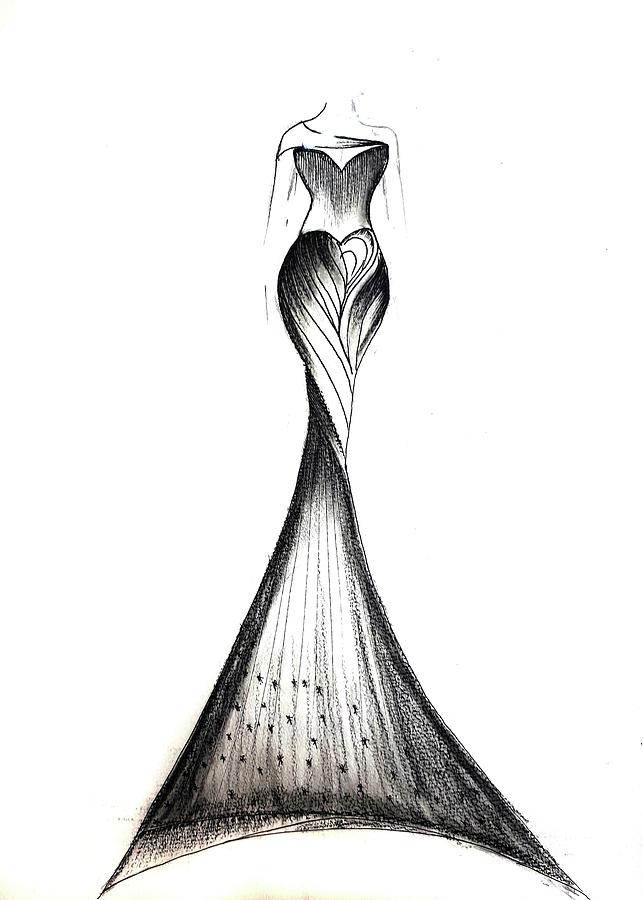 643x900 simple evening wear drawing - Wear Drawing