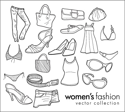 420x379 women wear clothing line drawing vector goods free vector - Wear Drawing