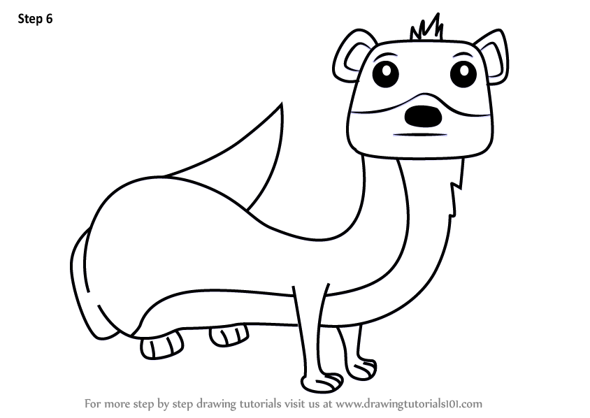 844x598 Learn How To Draw A Cartoon Weasel - Weasel Drawing