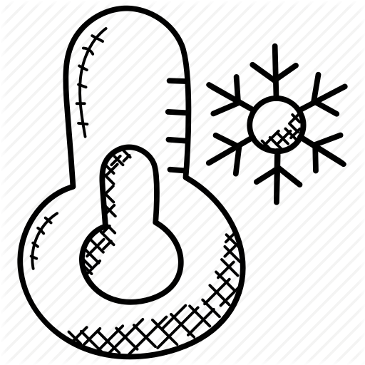 512x512 cold symbol, frozen thermometer, thermometer with snowflake - Weather Drawing