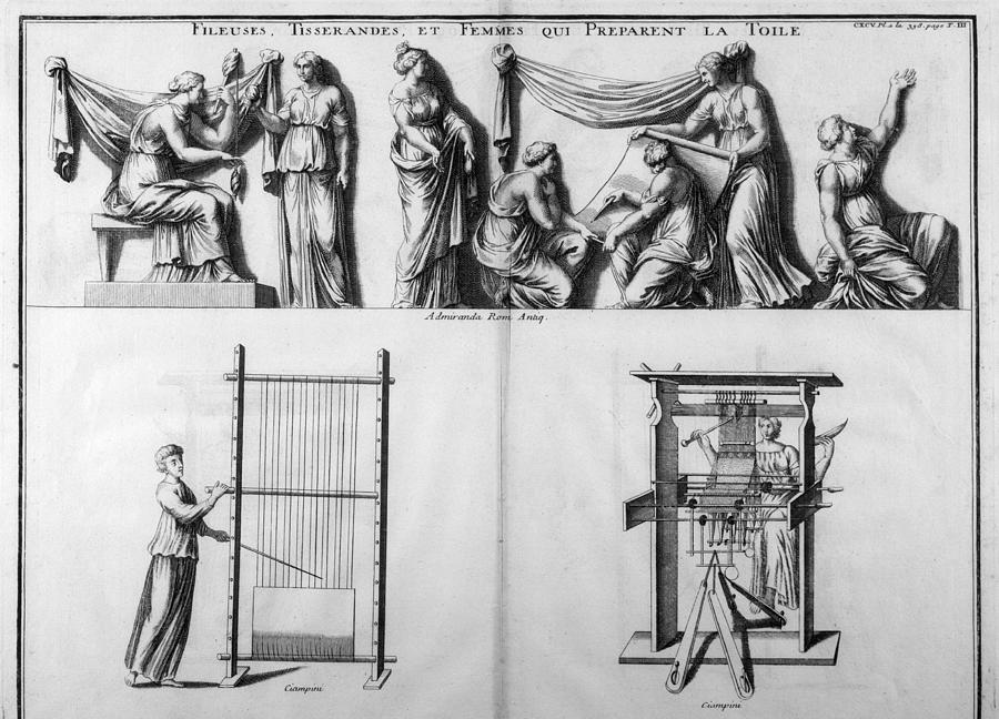 900x648 roman women spinning and weaving drawing - Weaving Drawing