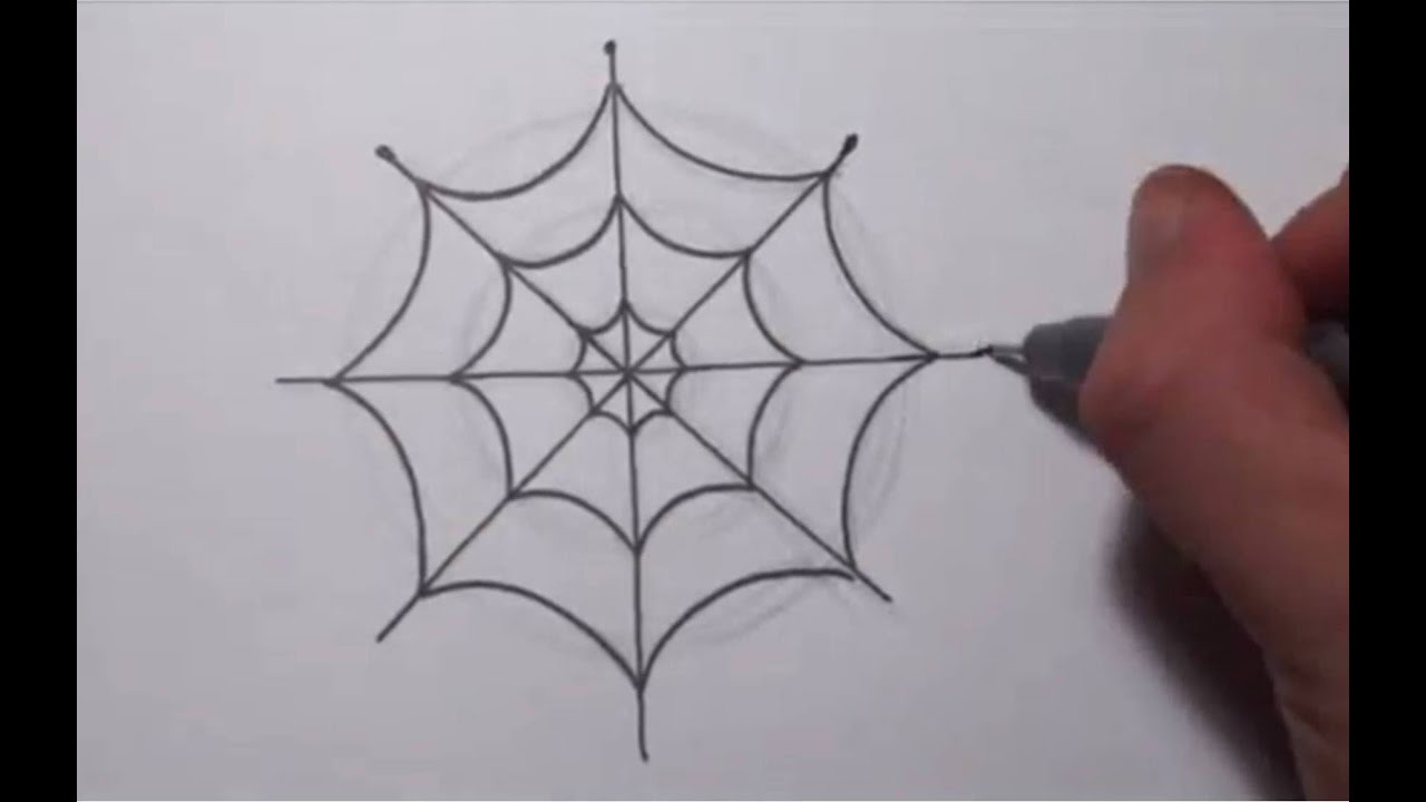 1280x720 How To Draw A Simple Spider Web - Web Drawing