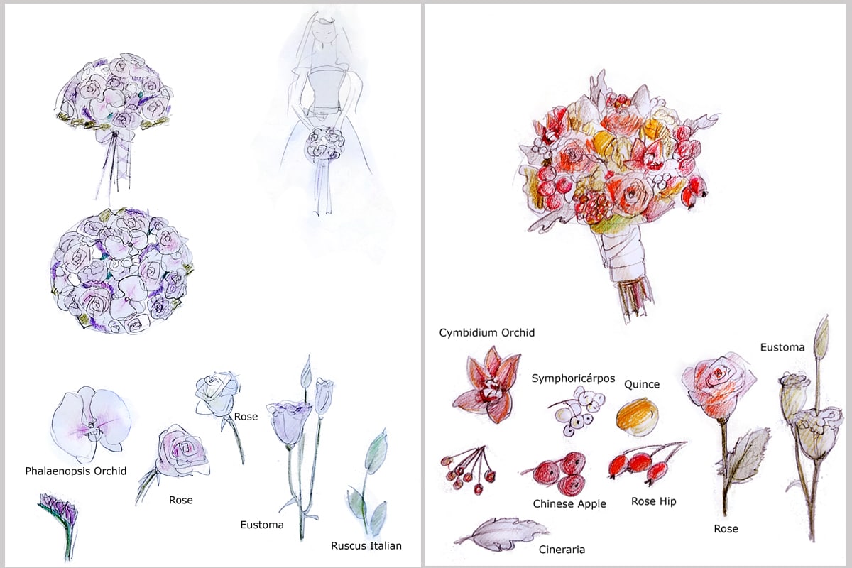 1200x800 do wedding bouquet, bridal flowers design for you - Wedding Bouquet Drawing