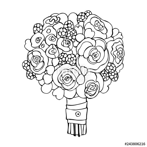 500x500 hand drawn wedding bouquet vector sketch illustration stock - Wedding Bouquet Drawing