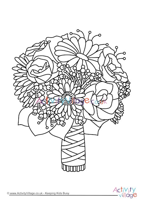 460x650 wedding bouquet colouring page - Wedding Bouquet Drawing