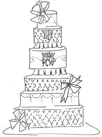 208x280 fantasy royal wedding cake sketches pink cake box teglice - Wedding Cake Black And White Drawing