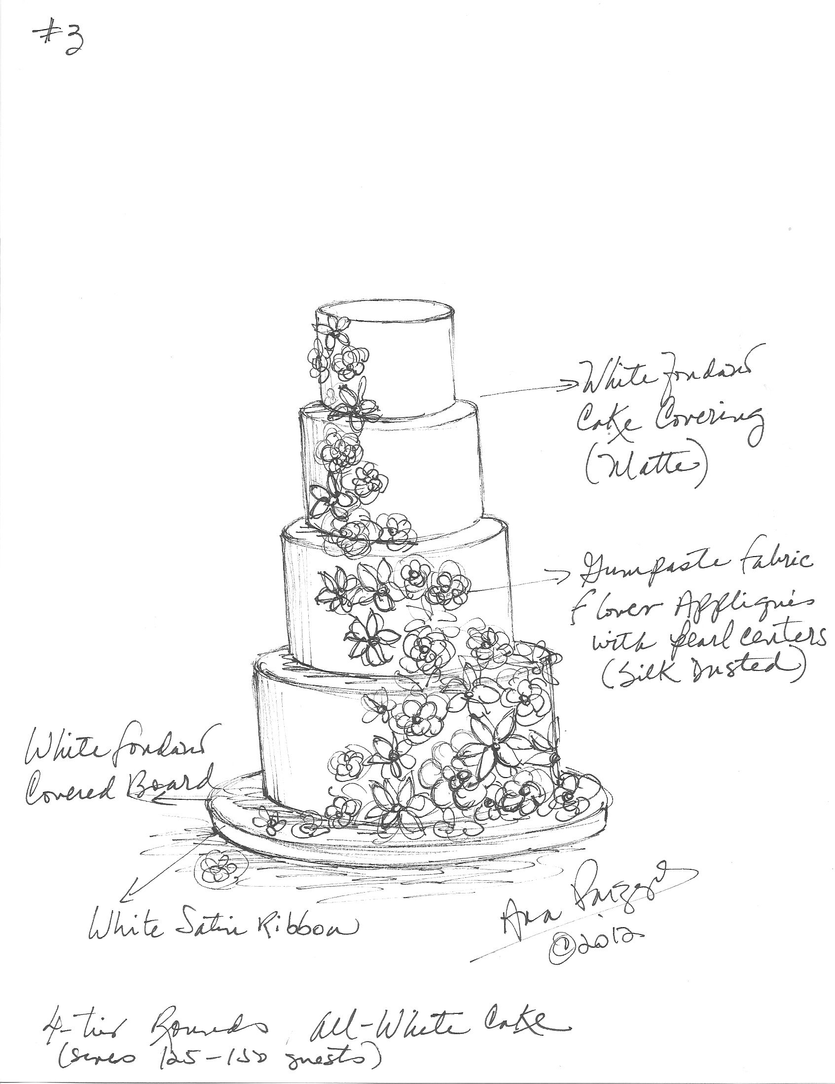 1693x2197 custom wedding cake sketch sketches - Wedding Cake Black And White Drawing