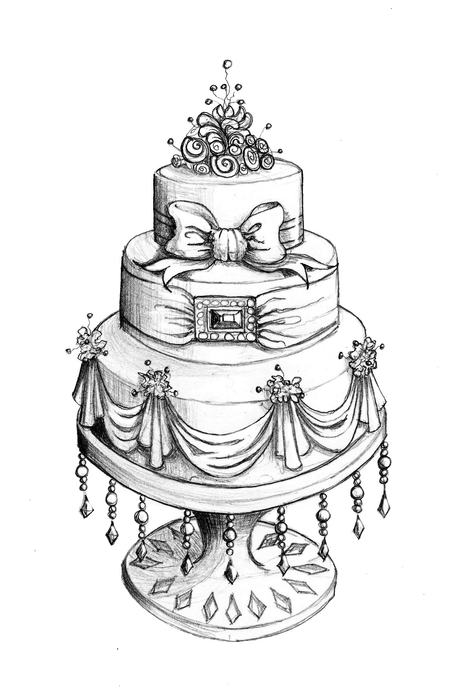1504x2271 drawings of wedding cakes wedding dress wedding cake - Wedding Cake Drawing