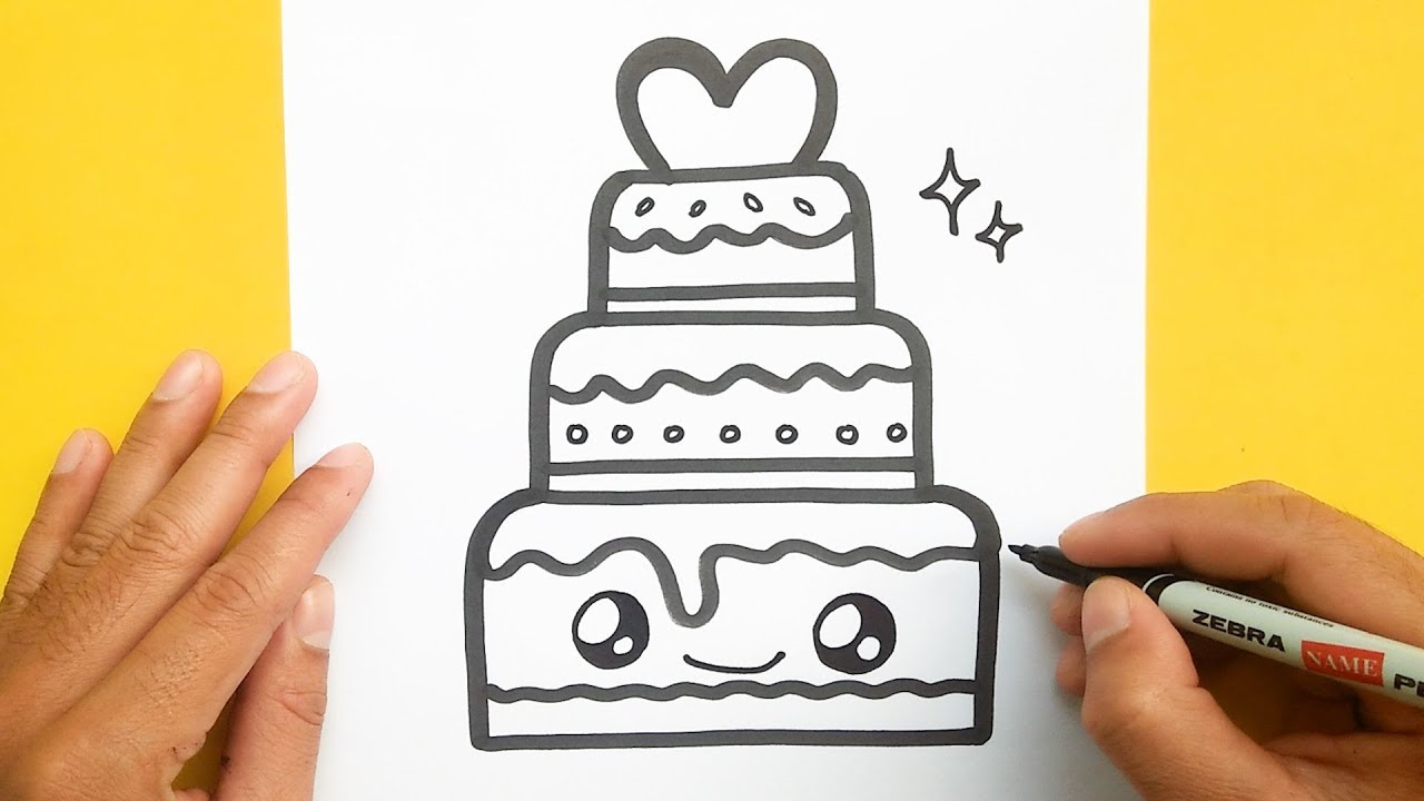1280x720 how to draw a cute wedding cake, draw cute things - Wedding Cake Drawing