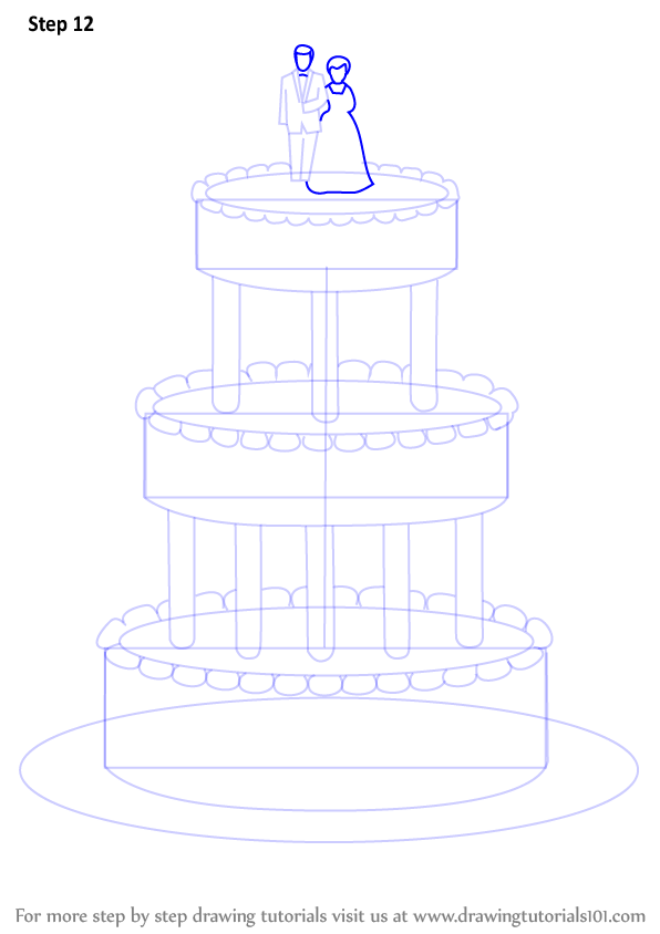 596x844 learn how to draw a wedding cake - Wedding Cake Drawing