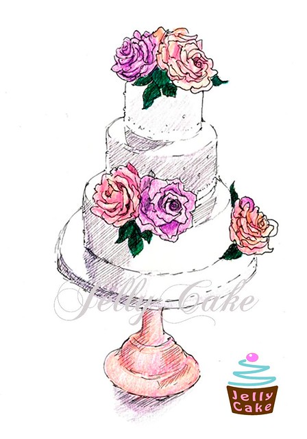448x640 angella's blog dusky blooms wedding cake drawing we met up again - Wedding Cake Drawing