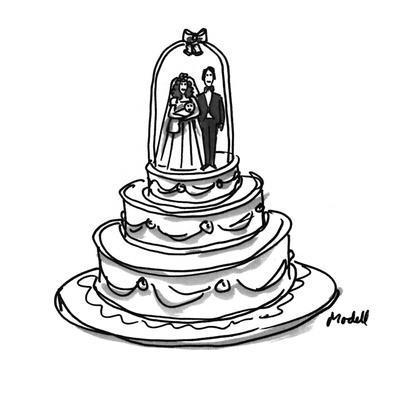 400x400 Couple Stand On Top Of A Wedding Cake With A Baby In The Bride - Wedding Cake Line Drawing