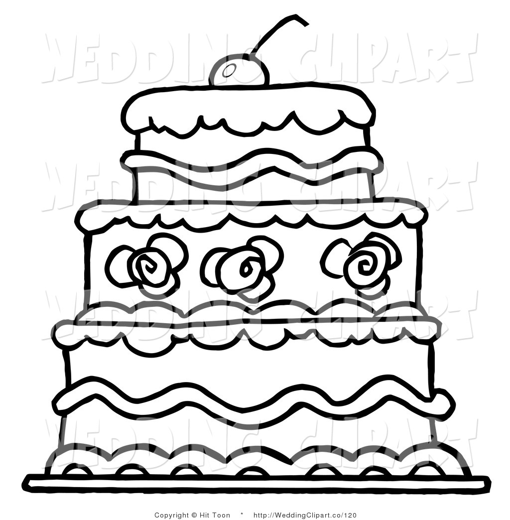 1024x1044 tier clipart vector marriage of a wedding triple tiered outlined - Wedding Cake Line Drawing