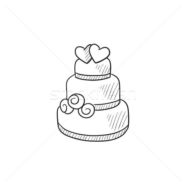 600x600 wedding cake stock vectors, illustrations and cliparts stockfresh - Wedding Cake Line Drawing