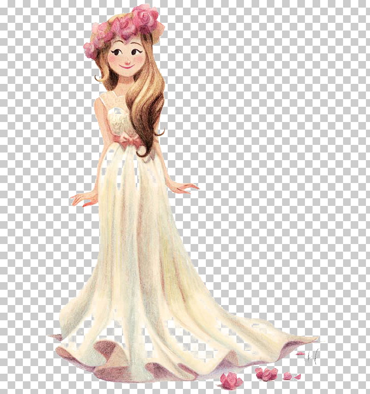 728x775 Cartoon Drawing Girl Wedding Illustration, Girls, Woman In White - Wedding Cartoon Drawing