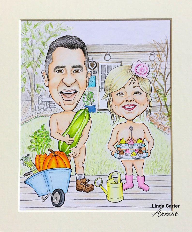 794x959 Custom Cartoon Caricature Portrait Father's Day Etsy - Wedding Cartoon Drawing