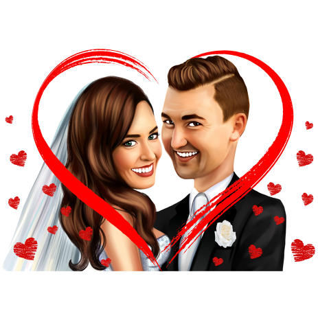 463x463 digital cartoon drawing of bridal pair - Wedding Cartoon Drawing