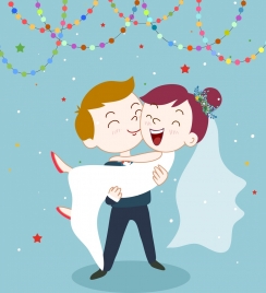244x268 Wedding Drawing Romantic Happy Couple Colored Cartoon Design - Wedding Cartoon Drawing