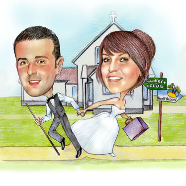 374x374 draw a couple caricature as wedding or anniversary gift - Wedding Cartoon Drawing