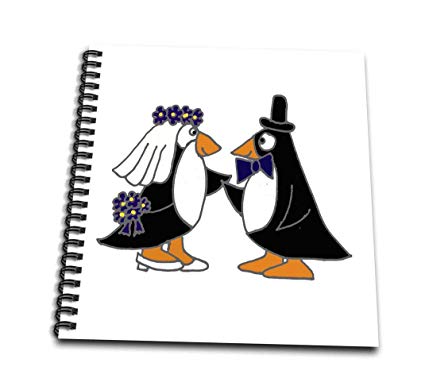 425x386 Funny Penguins Bride Groom Wedding Cartoon - Wedding Cartoon Drawing
