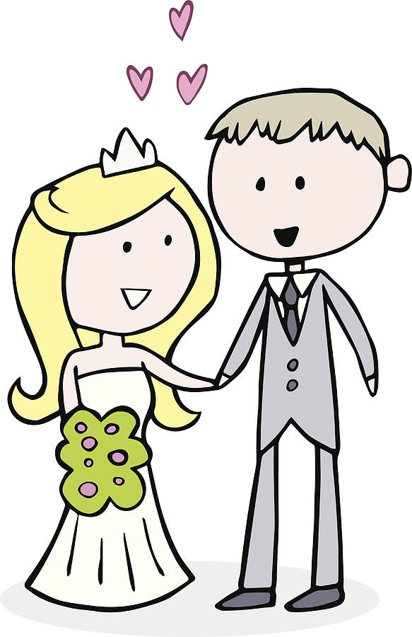 583x900 Bride And Groom Wedding Day Cartoon Drawing - Wedding Cartoon Drawing