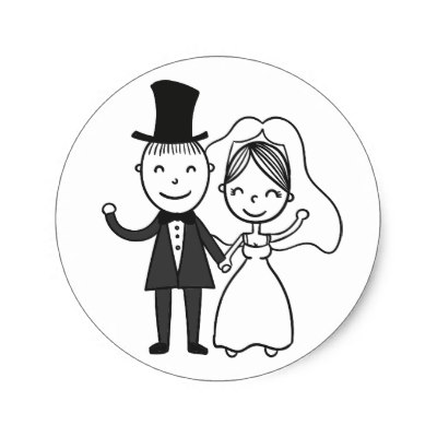 400x400 Bride And Groom Cartoon Wedding Stickers - Wedding Cartoon Drawing