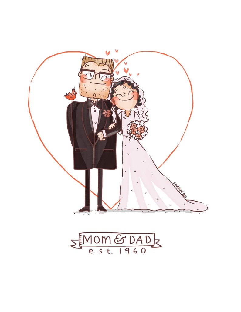 794x1028 Custom Print Couple Cartoon Drawing Anniversarywedding Etsy - Wedding Cartoon Drawing
